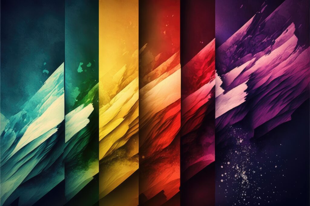 Abstract paintbrush swatches platters of colorful concept isolated on background.